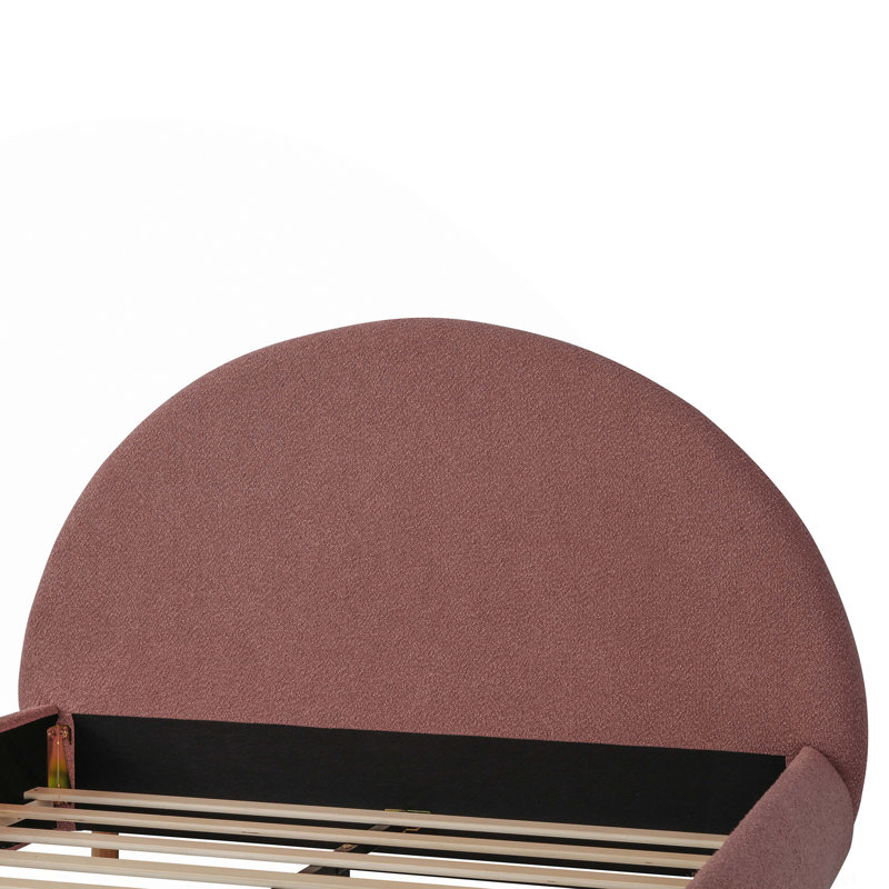 Lit plateforme en tissu bouclé Boucle, Double, Rouge