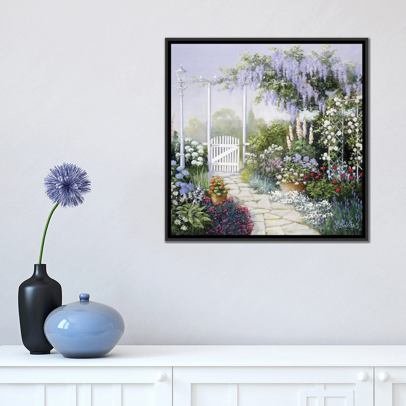 «View on My Garden», reproduction sur toile, H 18 po x l 18 po x P 1,5 po, Toile avec cadre noir, Pas de tapis