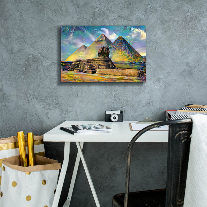 Reproduction d'art sur toile, "Pyramides égyptiens de Gizeh" par Pierre Gavidia, H 12 po x l 18 po