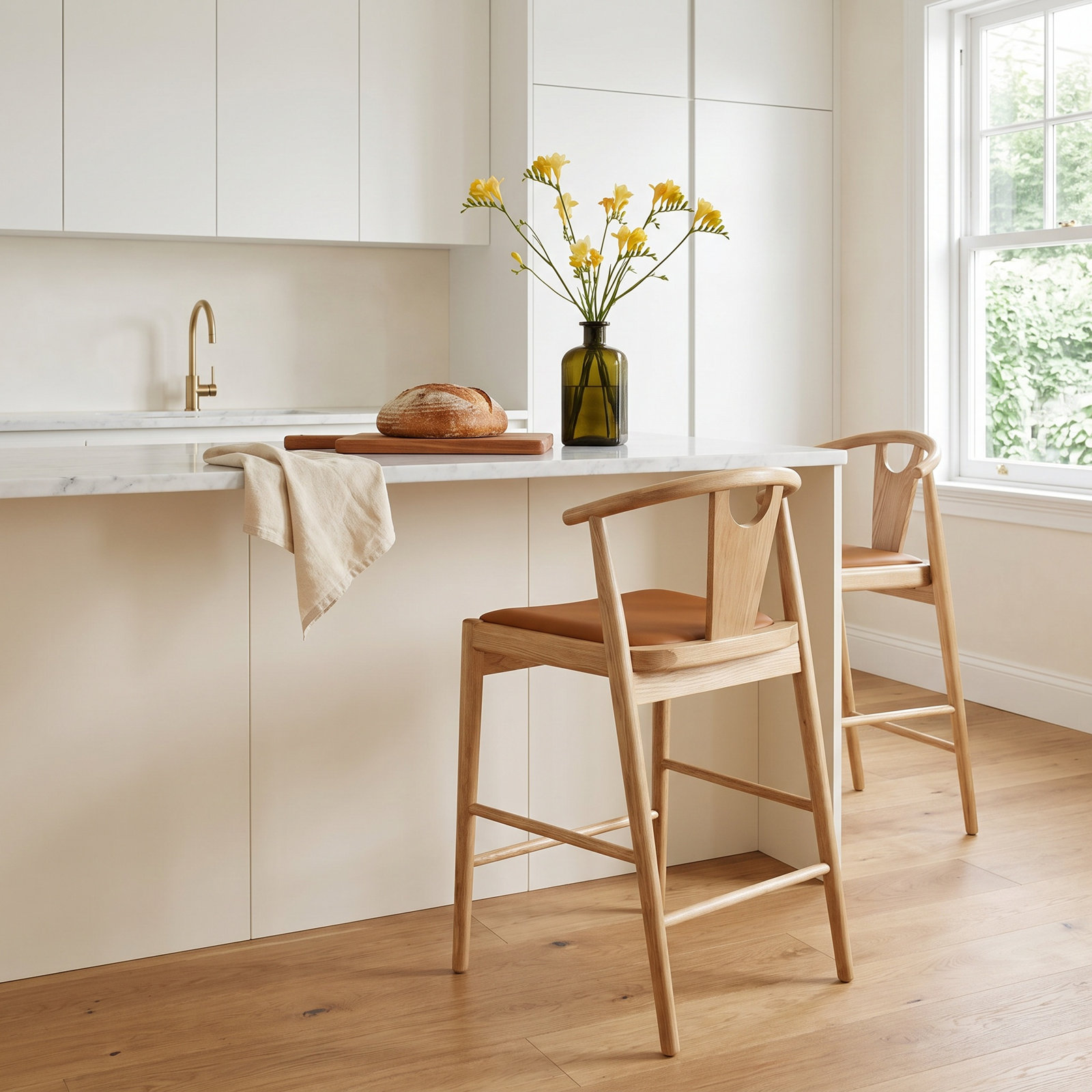 Ambra 26" Bar Stool, Tan/Brown