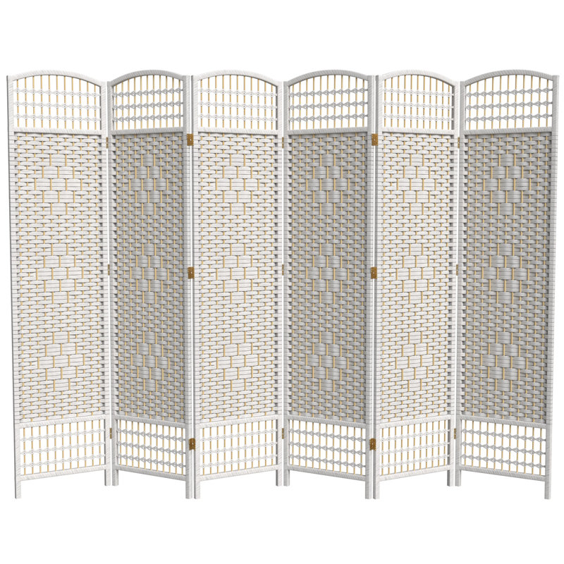 67" x 64" Weave 5 Panel Room Divider, White, 6