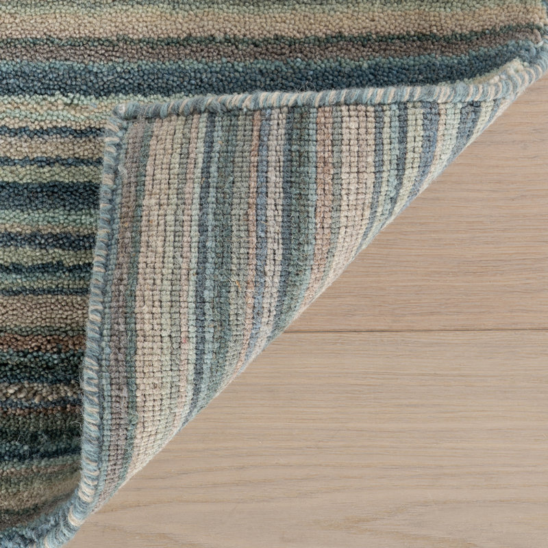 Brindle Stripe Hand Loom Knotted Wool Rug, Rectangle 6' x 9'