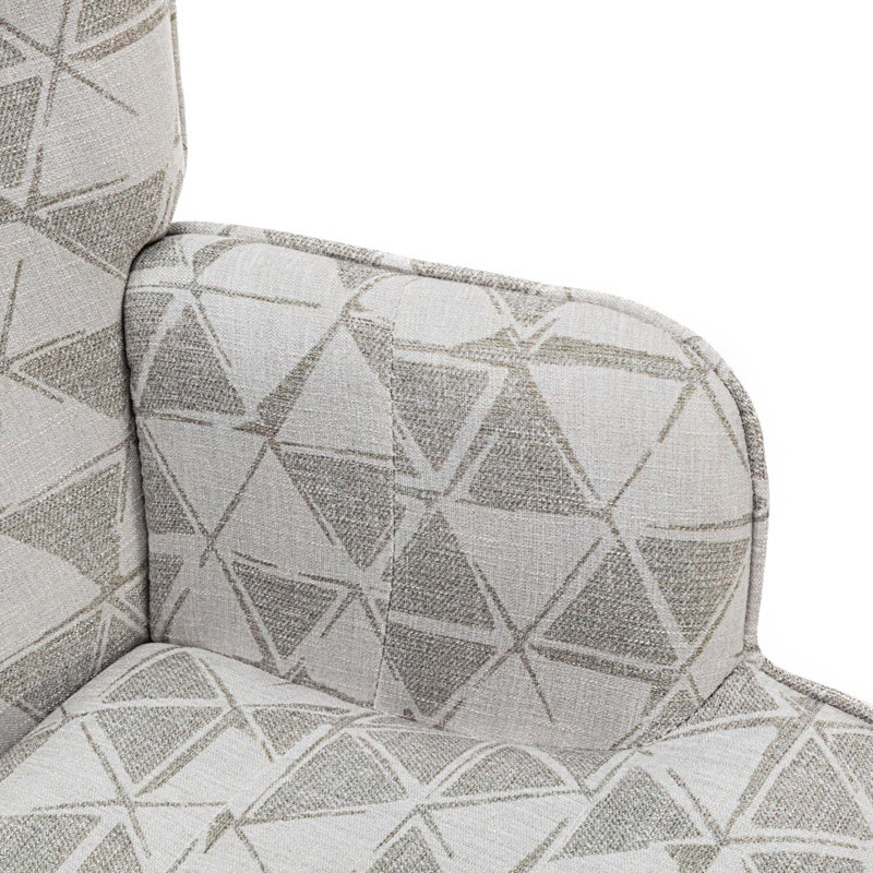 Fauteuil rembourré, Tissu gris à géométrie