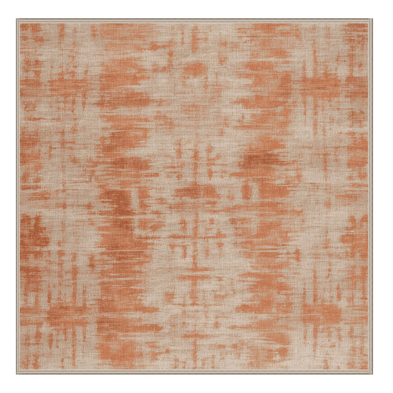 Machine Washable Abstract Brown Area Rug, Square 6'