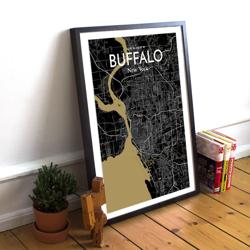 Buffalo City Map 1 Piece Wall Art, 43.2cm H x 27.9cm W x 0.13cm D