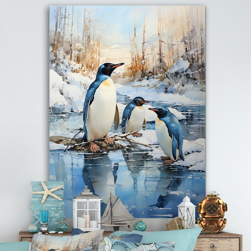 «Penguins Antarctique Elegance II», reproduction sur toile, H 20 po x l 12 po x P 1 po, Toile tendue