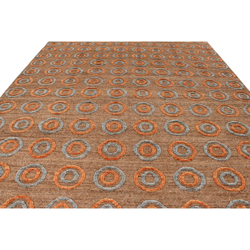 Tapis contemporain brun et multicolore 10 x 13