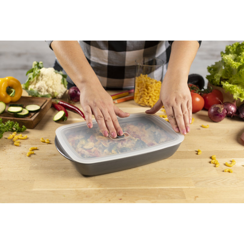 Kuhn Rikon Easy Glass Borosilicate Glass Non-Stick Oven Dish/Baking Dish with Lid, H 7 x L 38 x W 24cm