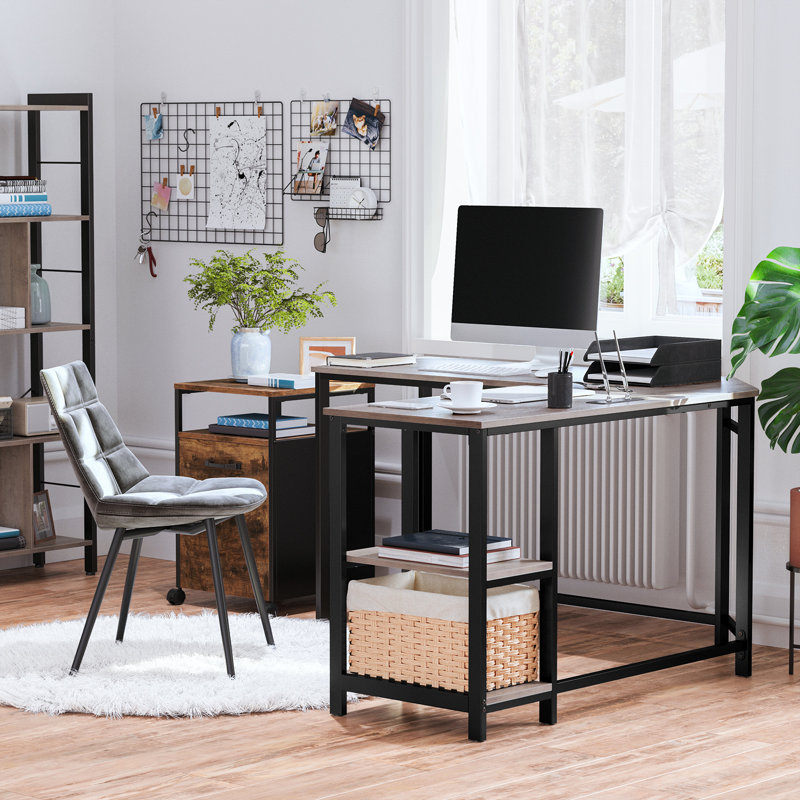 Vaillancourt L-Shape Desk, Grey/Black
