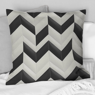 Coussin moderne noir et blanc Modern Chevron III