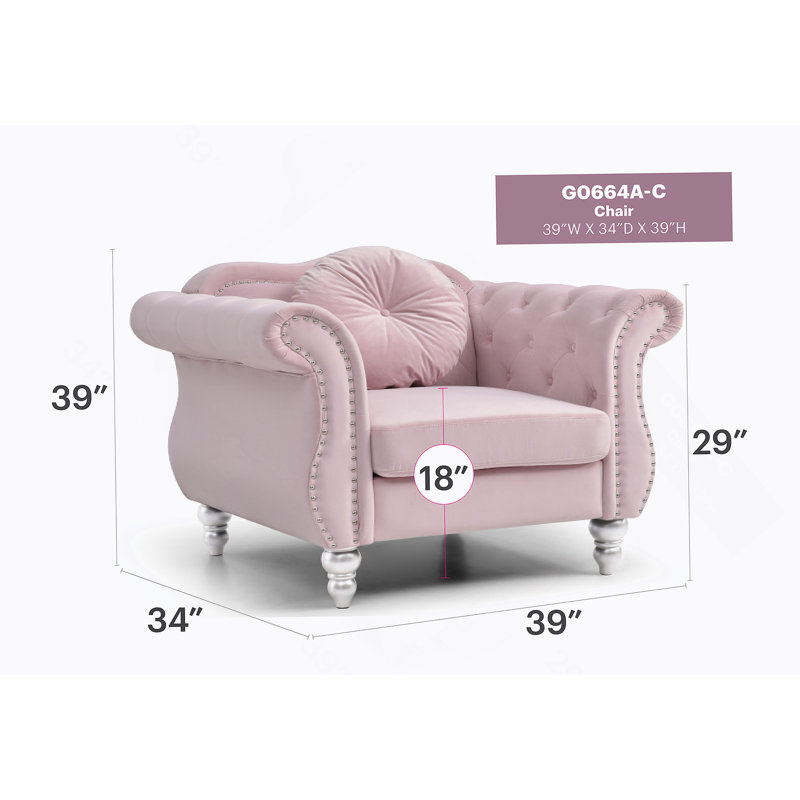 Fauteuil d'appoint chic transitionnel rose, Rose