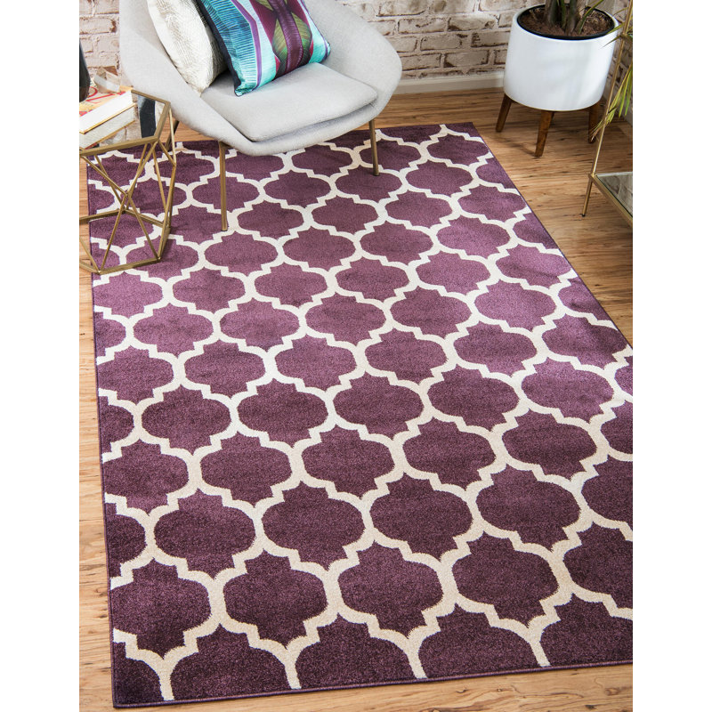 Tapis à motif géométrique mauve Cara-Leigh, Rectangle 3 pi 3 po x 5 pi 3 po