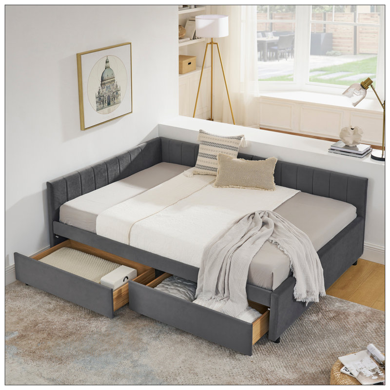 Lit pour chambre à coucher, gris
