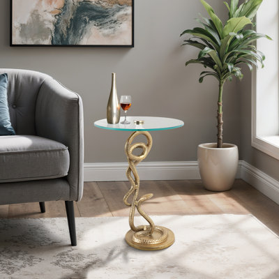 Table d'appoint ronde moderne en aluminium et verre Modern