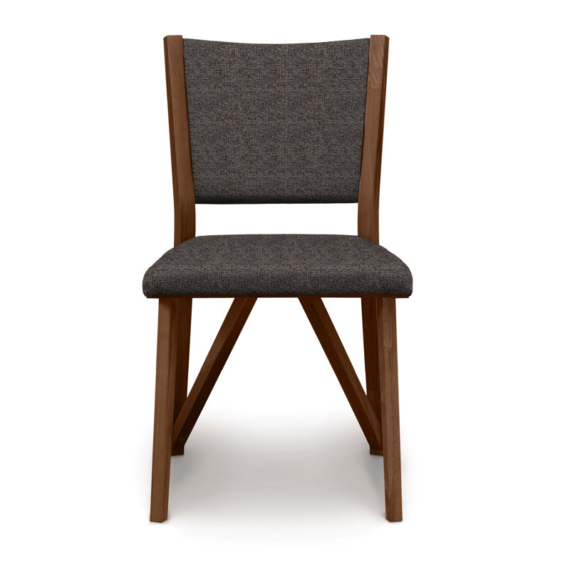 Exeter Upholstered Dining Chair, Saddle Cherry, Fabric Dark Slate
