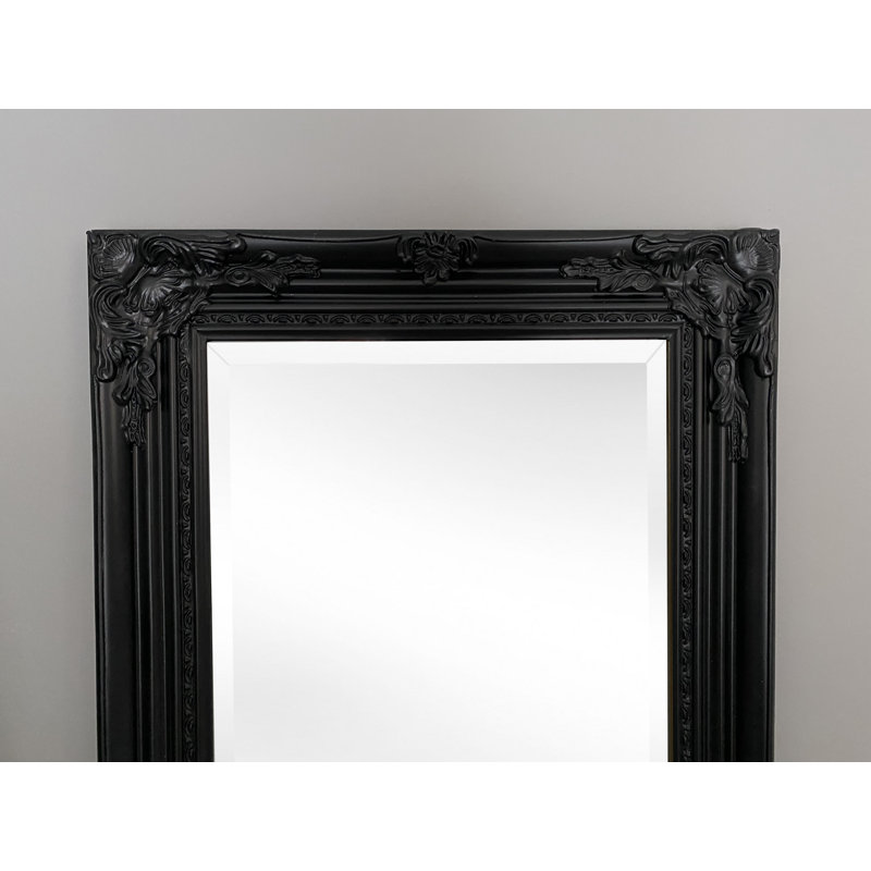 Sade Tall Solid Wood Framed Wall or Dressing Mirror, Black
