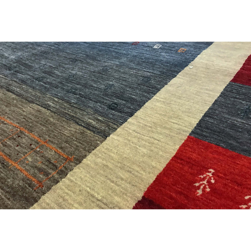 Tapis multicolore et noir noué à la main de haute qualité