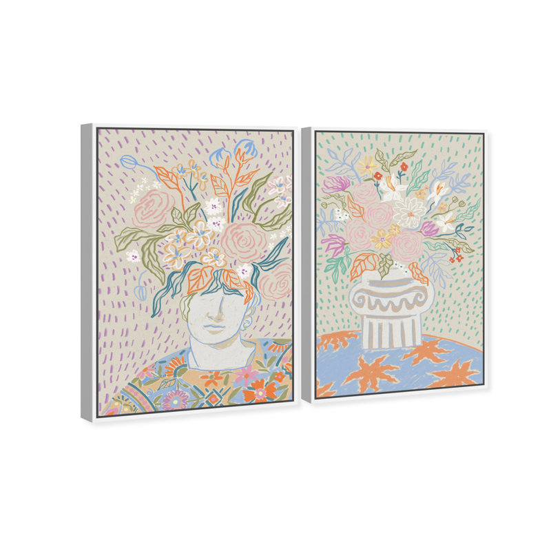 Summer Flourish Set Set by Oliver Gal, 74"H x 50"W, White Floater Frame