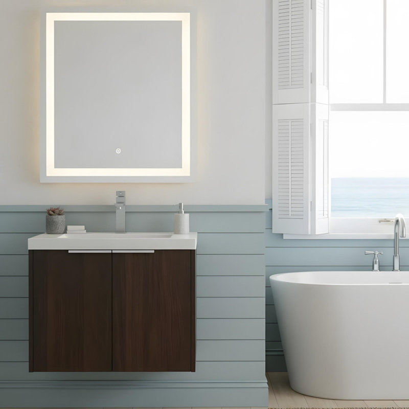 Meuble-lavabo à fermeture en douceur avec lavabo, Noyer de Californie, 29"