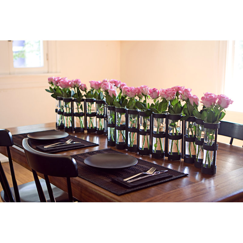 Vases réglables Nacomia, Noir, L 19 po x l 2,5 po x H 8 po