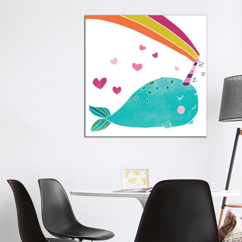 Happy Narwhals III by June Erica Vess - Wrapped Canvas Print, 93.98 cm H x 93.98 cm W