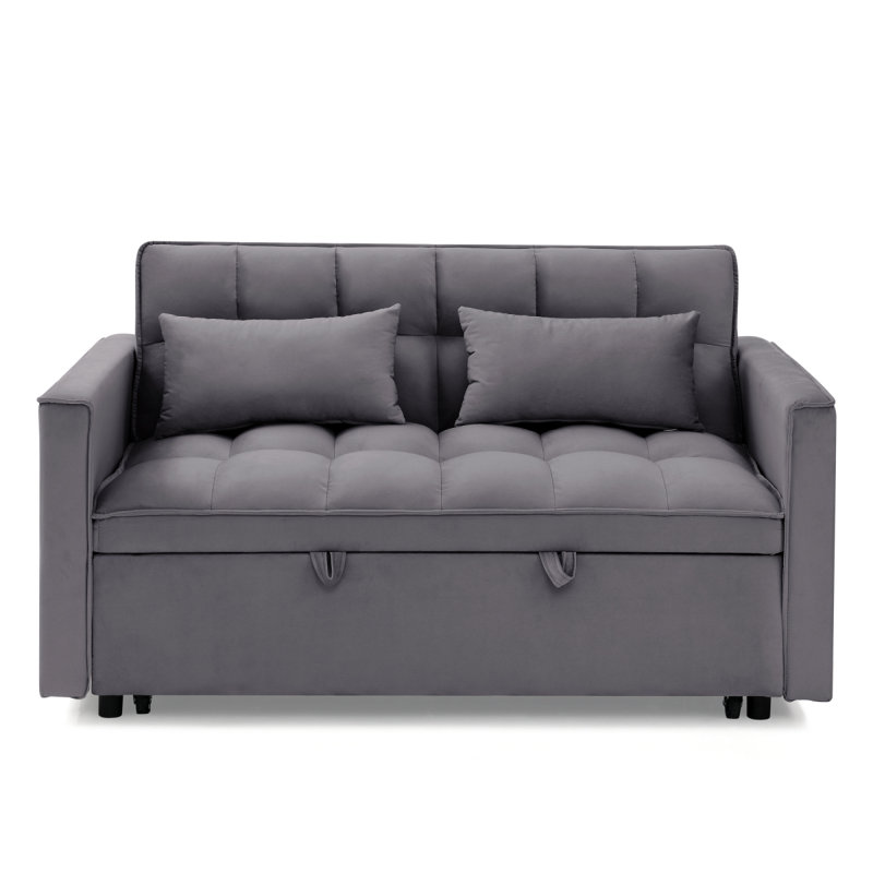 54.33 Inch Versatile Foldable Sofa Bed In 3 Lengths, Modern Sofa Sofa Sofa Velvet Pull-Out Bed, Adjustable Back, Antique Gray