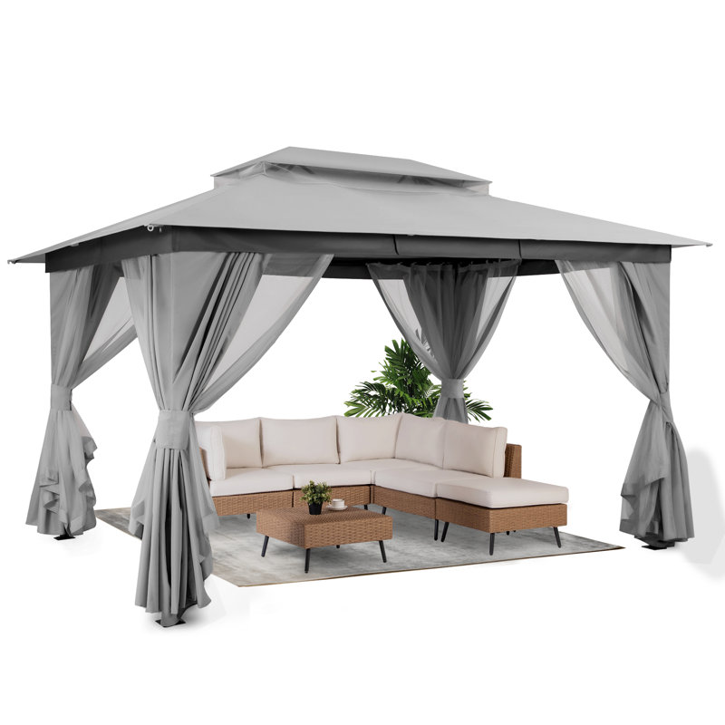 Lausaint Home 10'x13' Steel Patio Gazebo, Gray