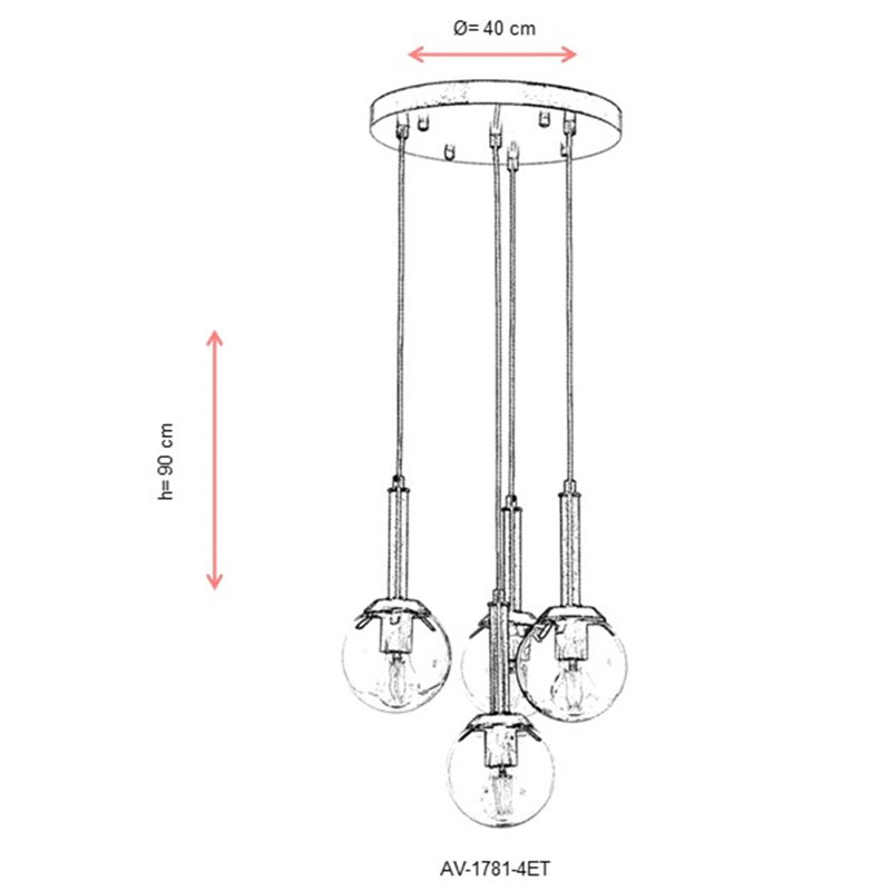 Lustre industriel en métal, finition antique, 35,4 po x 15,7 po | 4 x douilles E27, 6 W maximum | Design élégant et sobre pour les maisons modernes | IP20, 220V - 240V, 50-60 Hz | Parfait pour les salles à manger et les salons