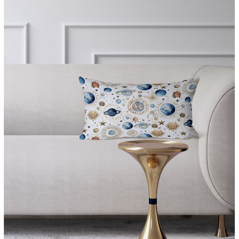 Space Fusion  Rectangular Throw Pillow, Blue/Yellow