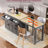 Extendable Kitchen Island With Metal Door & Storage Space - Grey Slide