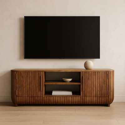 Console média cannelée avec tablettes