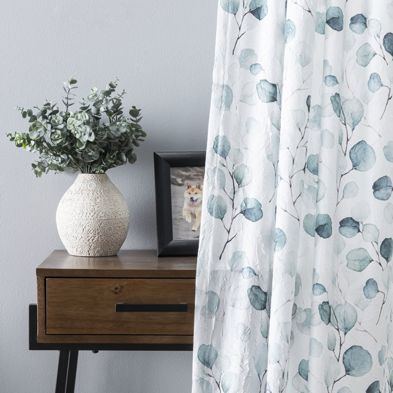 Panneau de rideau simple semi-diaphane avec passe-tringle Eucalyptus, L 48 po x L 63 po