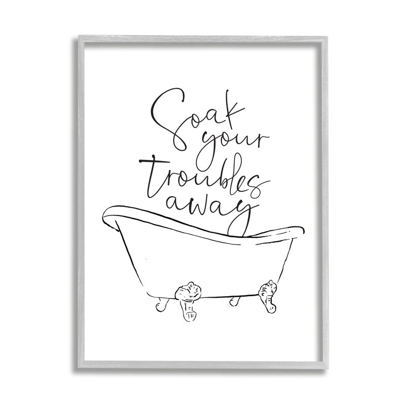 «Soak Your Trouble Ink Dessin Bathroom Design» par Milli Villa - impression d'art graphique, H 30 po x l 24 po