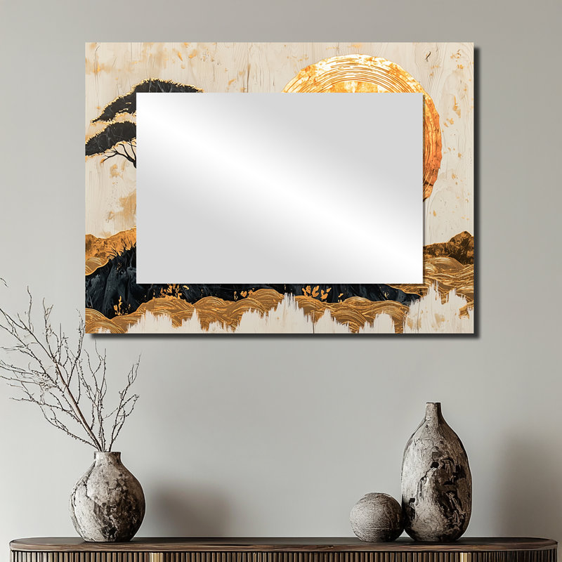 «Elephants At Sunset Whisper Of The Wild I», art mural miroir décoratif moderne, imprimé sur métal, 24 po x 32 po