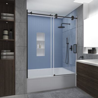 56" - 60" W x 70" H Sliding Frameless Tub Door