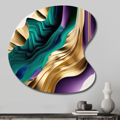 Brynner - Abstract Asymmetrical Metal Print, Purple Irregular Shape Metal Wall Art