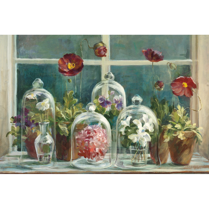Fall Poppies Windowsill Crop by Danhui Nai - Wrapped Canvas Painting, 61cm H x 91cm W