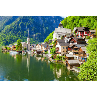 Hallstatt, vieille ville, Autriche - photographie sur toile tendue