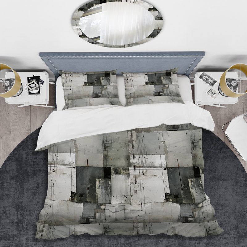 Ensemble de housse de couette géométrique Industrial Tranquility - Microfibre polyester