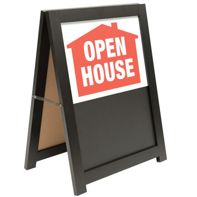 Excello Global Products 19" x 25" Open House A-Frame Sign with Chalkboard