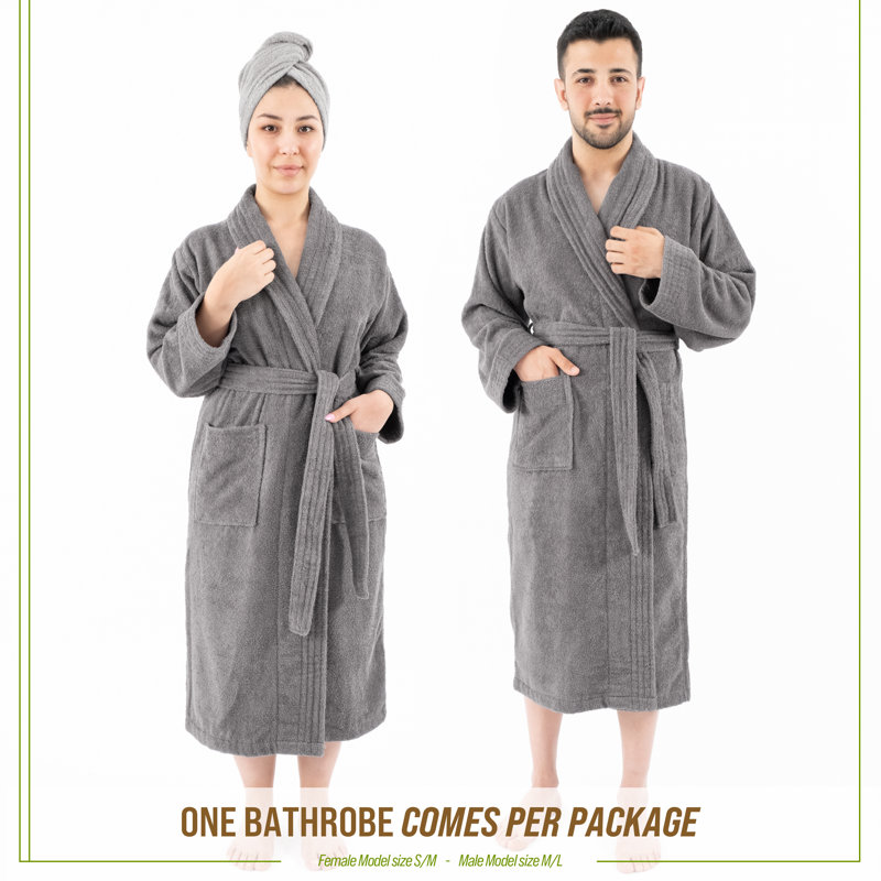 Gray Large Unisex Cotton Linen Turkish Bathrobe