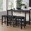 Ensemble de table de bar transitionnelle à 3 tablettes de 59 po de largeur avec tabourets capitonnés et ports USB Teneile