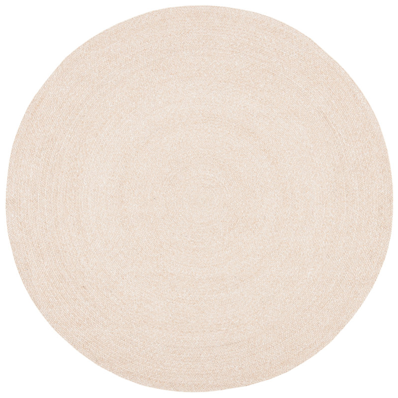 Round Wanneroo Hand-Woven Flatweave Beige Area Rug, Round 5'