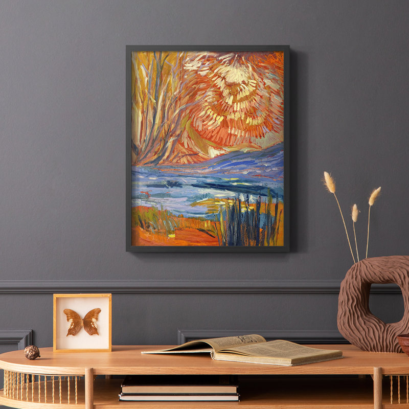 «Cadmium Winter Solstice II», reproduction encadrée - bois massif, Cadre simple noir, H 20 po x l 16 po