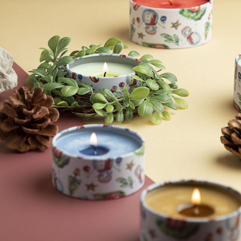 Christmas Themed 8oz Aluminum Candle Jars with Lids - Set of 24