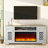 70" Natural Wood Fireplace TV Stand, Manufactured Wood Two-Tone Carved Door Media Console-1150213978