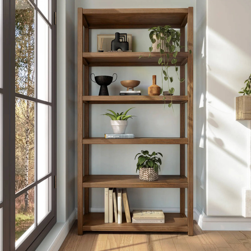 Greenport Bookcase, (6 Shelves) 71.25" H x 36" W x 14.25" D, Brushed Walnut
