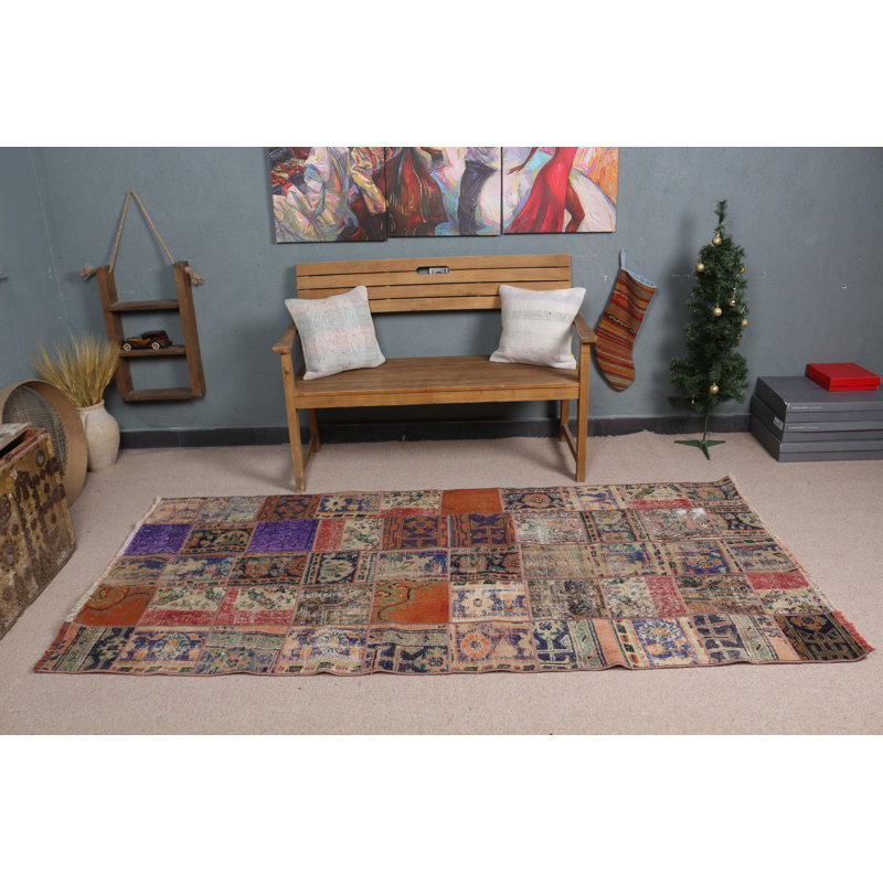 Tapis turc bohémien rétro à motif géométrique pour une décoration intérieure élégante
