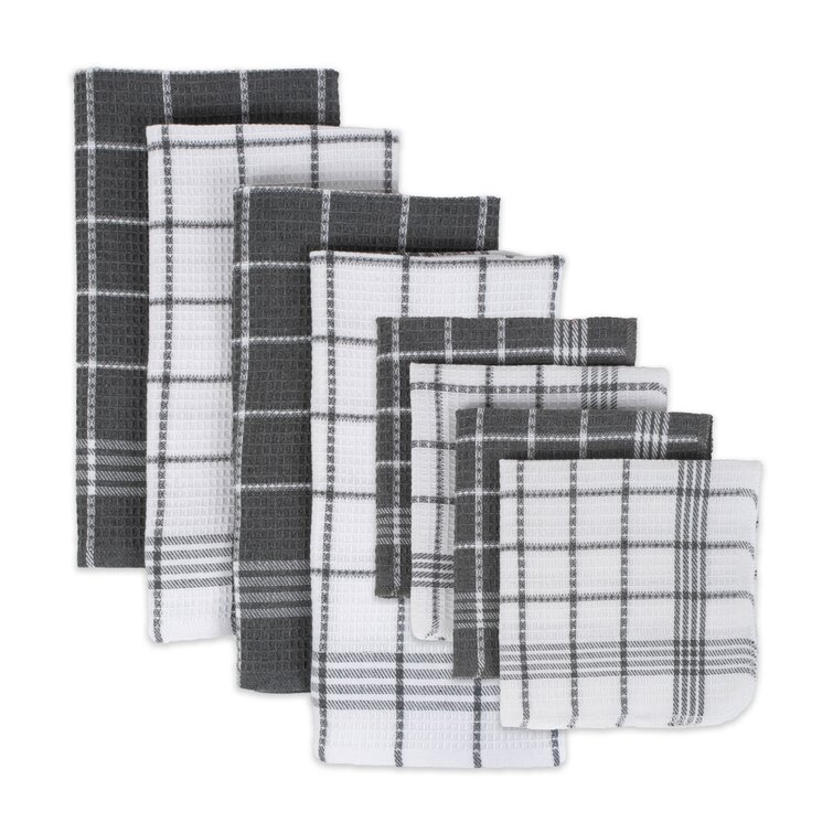 Cotton Checkered Waffle Kitchen Towel Linen Set
