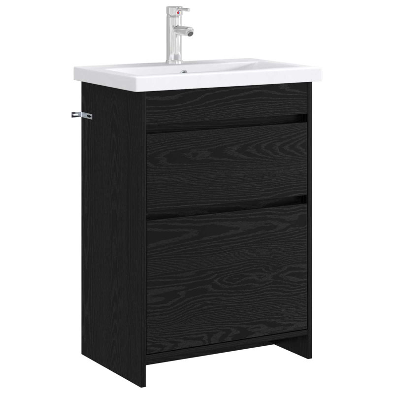 56 mm Single Double Bathroom Vanity Base, Black Oak